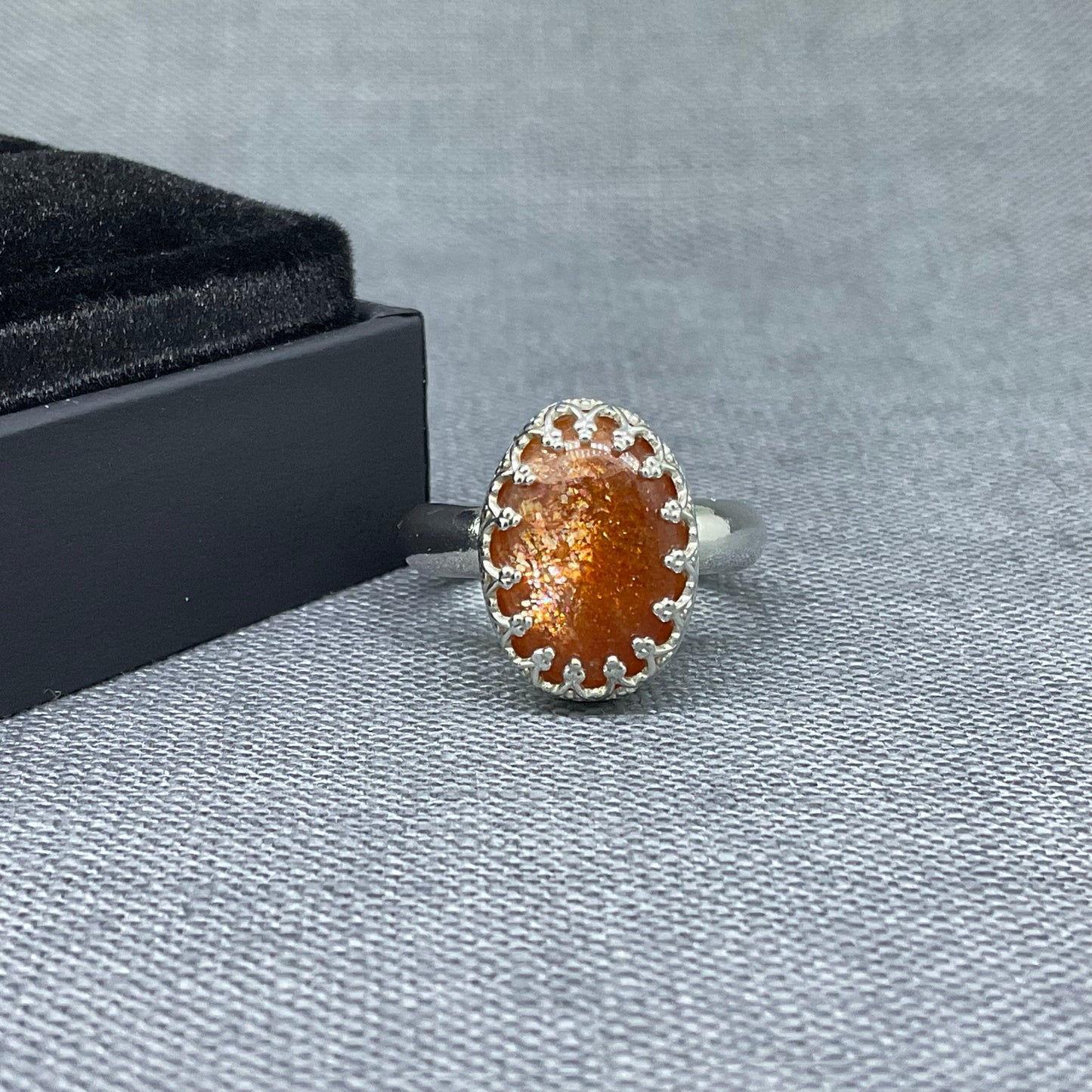 Sunstone Sterling Silver Ring, Size M / US 6 1/4