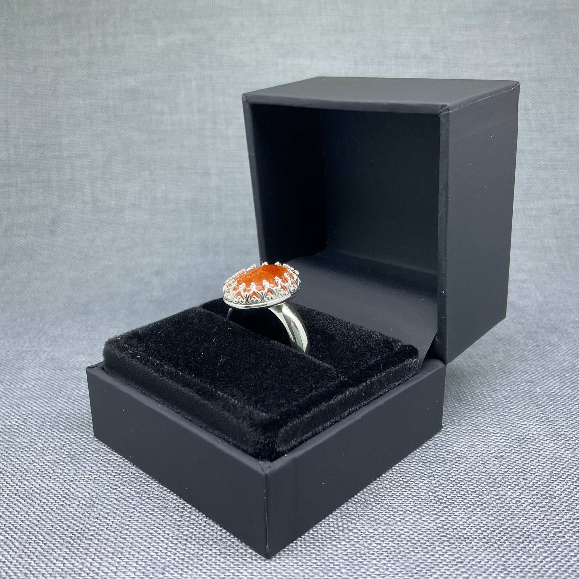 Sunstone Sterling Silver Ring, Size M / US 6 1/4