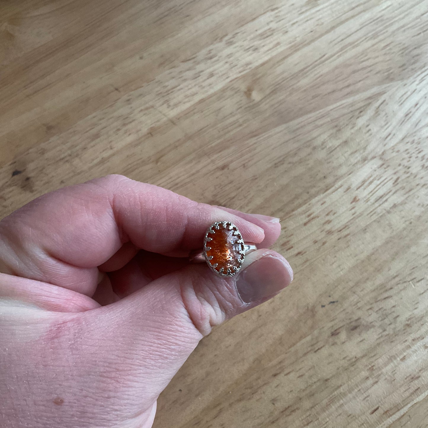 Sunstone Sterling Silver Ring, Size M / US 6 1/4